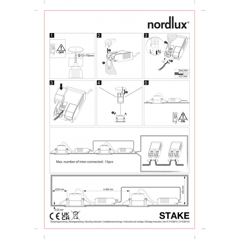 Lampa Stake LED - biała, ściemniana | Nordlux