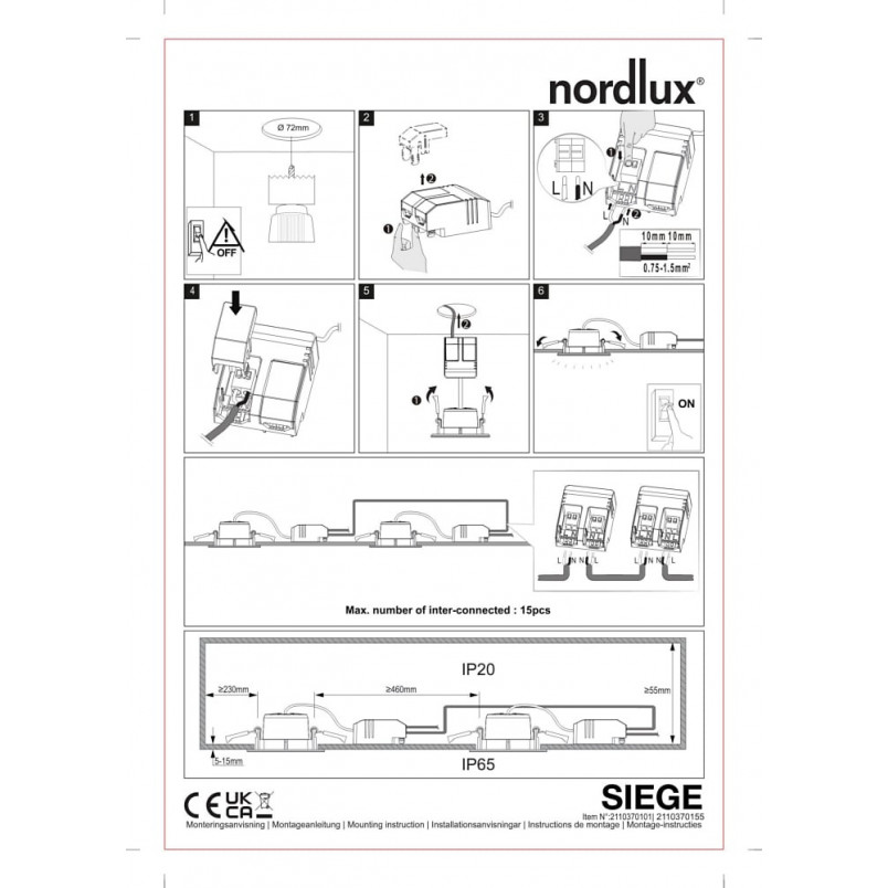 Lampa LED Siege Nordlux | Downlight IP65 | Sklep Oświetleniowy