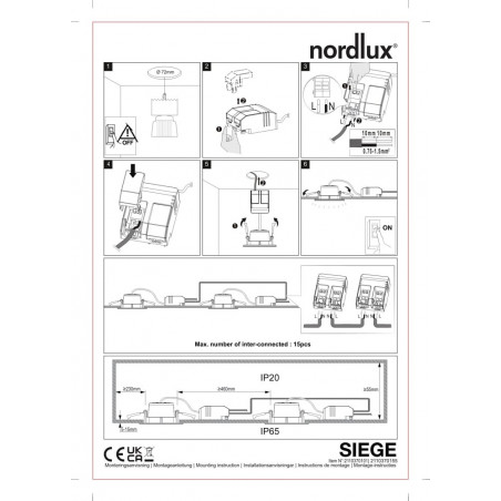 Lampa LED Siege Nordlux | Downlight IP65 | Sklep Oświetleniowy