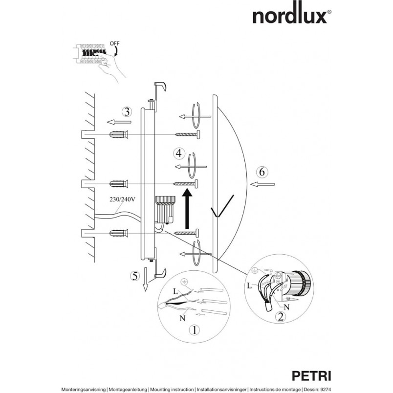 Plafon szklany biały Nordlux Petri 30cm - Klasyczny design