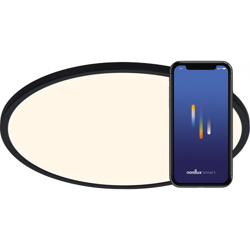 Plafon LED Nordlux Oja Smart - 42cm, Czarny | Sklep z Oświetleniem