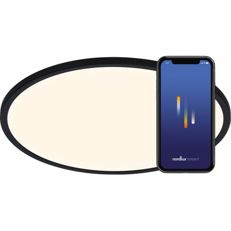Plafon LED Nordlux Oja Smart - 42cm, Czarny | Sklep z Oświetleniem