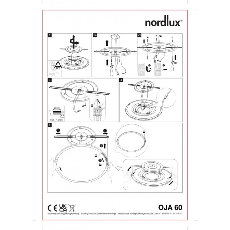 Plafon LED Nordlux Oja 60cm Czarny - Oświetlenie Minimalistyczne