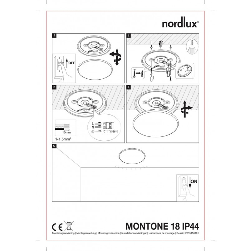 Plafon łazienkowy LED Montone - Nordlux, Biały, 18cm