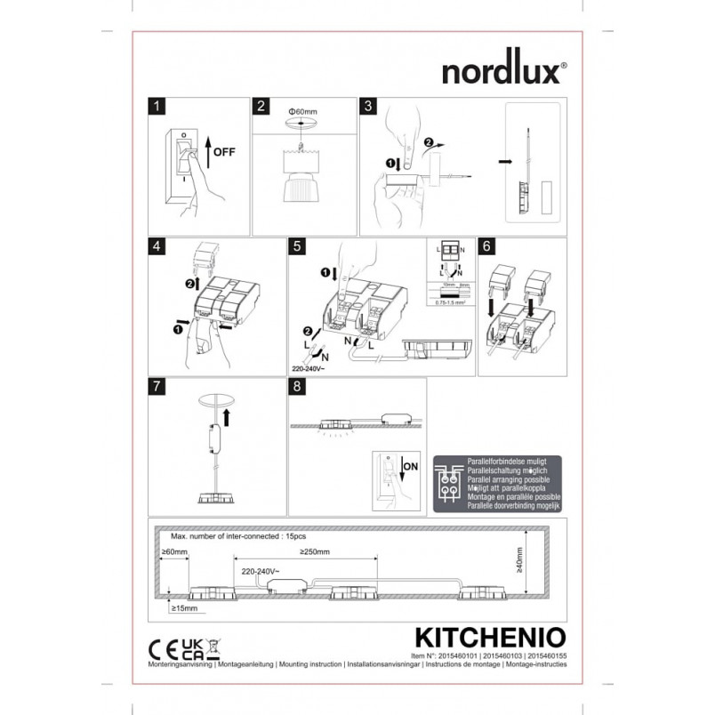Lampa LED Nordlux Kitchenio - zestaw 3 szt. - biała
