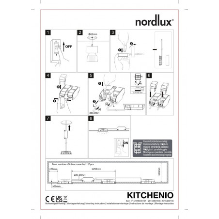 Lampa LED Nordlux Kitchenio - zestaw 3 szt. - biała