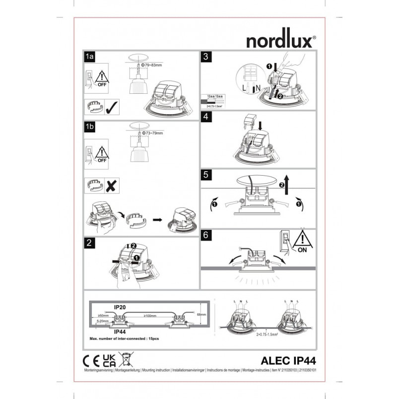 Lampa LED Nordlux Alec: Ściemniana, podtynkowa, 9,5cm - Sklep z oświetleniem
