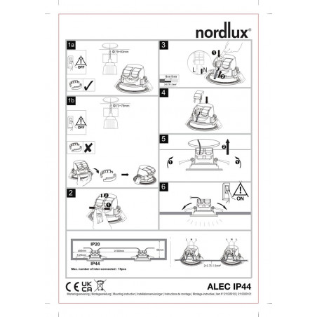 Lampa LED Nordlux Alec: Ściemniana, podtynkowa, 9,5cm - Sklep z oświetleniem