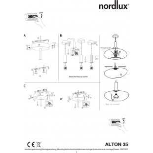 Lampa wisząca Alton Nordlux - Szklany klosz, mosiądz | Sklep z lampami