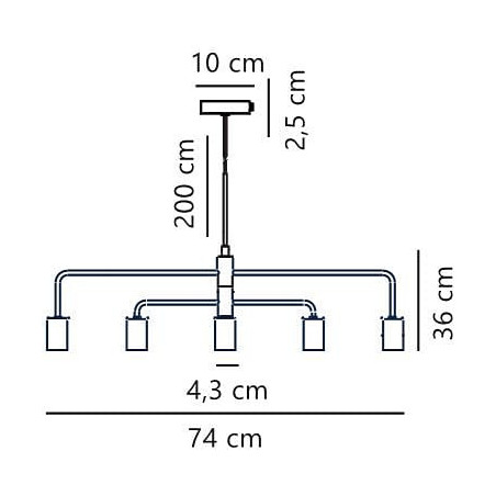 Lampa wisząca Gloom mosiężna Nordlux | 5 punktów, E27