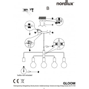 Lampa wisząca Gloom mosiężna Nordlux | 5 punktów, E27