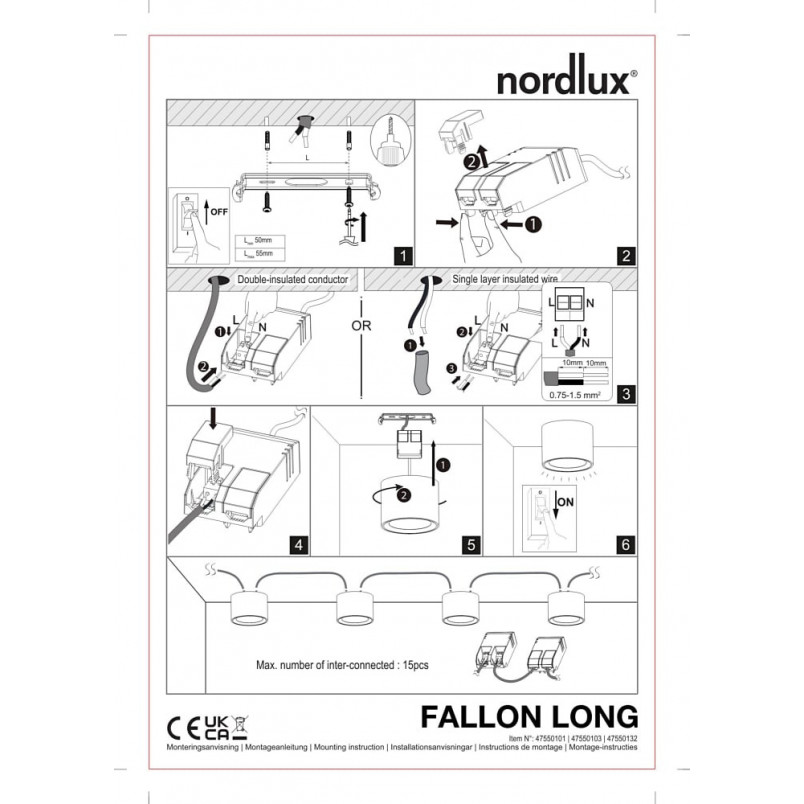 Lampa Fallon Long LED Nordlux - Biała tuba | Oświetlenie