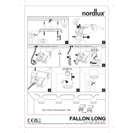 Lampa Fallon Long LED Nordlux - Biała tuba | Oświetlenie