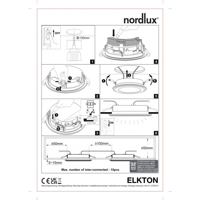 Lampa spot LED Elkton biała Nordlux | Ściemnianie