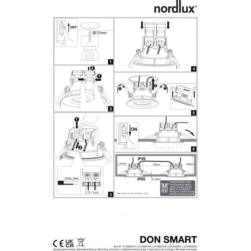 Lampa łazienkowa LED Nordlux Don Smart | Zestaw 3 szt.