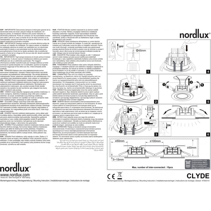 Lampa LED Nordlux Clyde: Ściemnianie, 8cm, Biała | Sklep z Oświetleniem