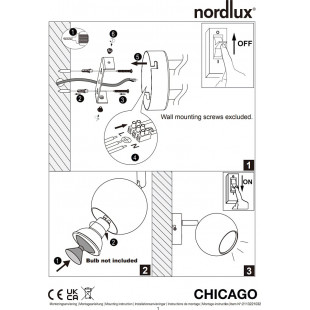 Kinkiet Chicago Nordlux - Stal Szczotkowana | Retro Design