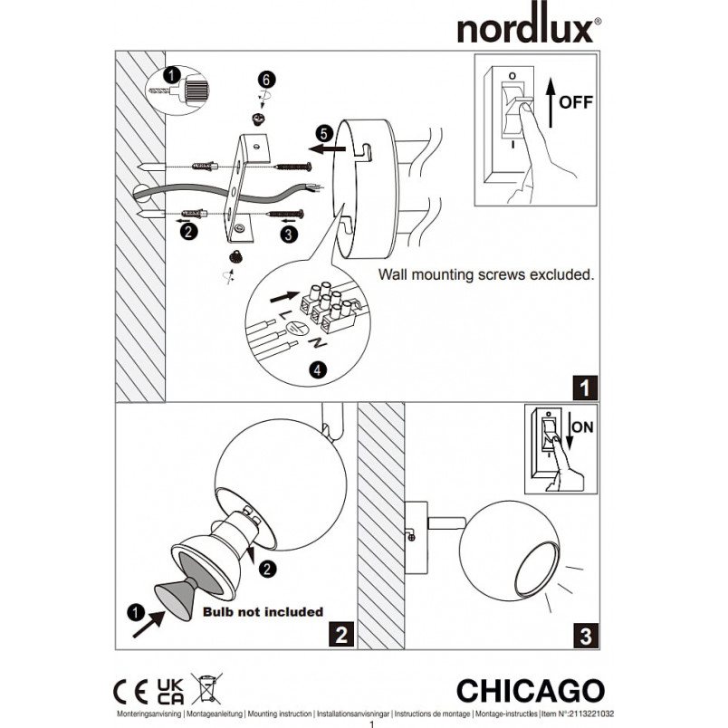 Kinkiet Chicago Nordlux - Stal Szczotkowana | Retro Design