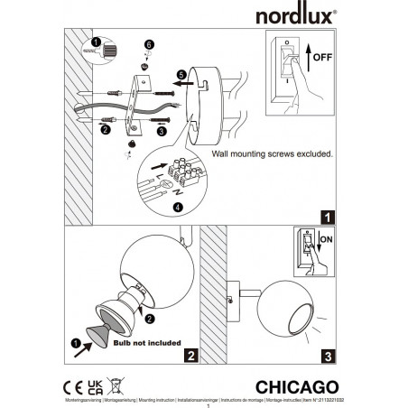 Kinkiet Chicago Nordlux - Stal Szczotkowana | Retro Design