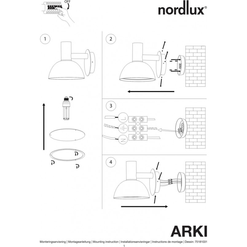 Kinkiet zewnętrzny Arki Nordlux | Stal galwanizowana
