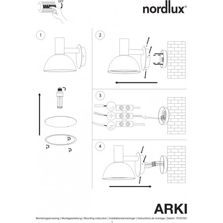 Kinkiet zewnętrzny Arki Nordlux | Stal galwanizowana
