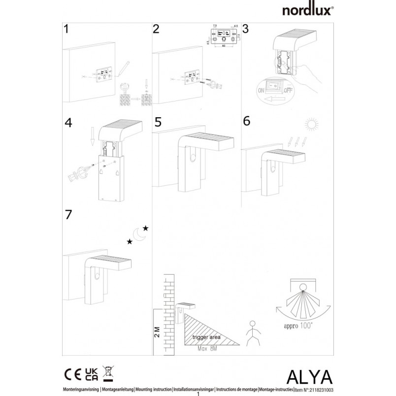 Kinkiet zewnętrzny Nordlux Alya LED czarny | Sklep z lampami