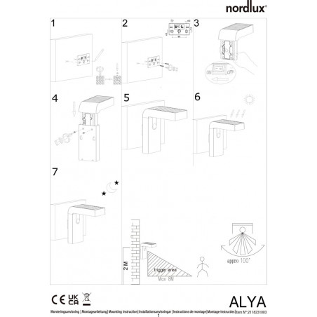 Kinkiet zewnętrzny Nordlux Alya LED czarny | Sklep z lampami