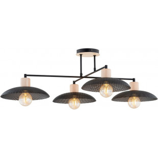 Lampa sufitowa ażurowa z drewnem Kobe IV 100cm czarna Emibig