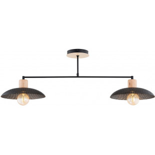 Lampa sufitowa ażurowa z drewnem Kobe II 100cm czarna Emibig