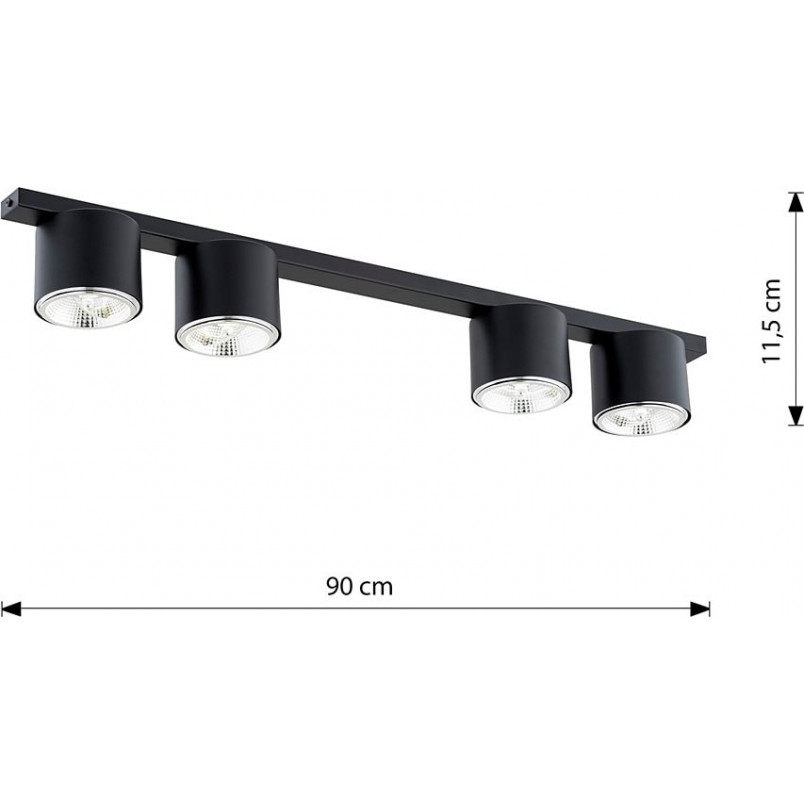 Lampa spot 4 punktowa Nano | Czarna | Emibig