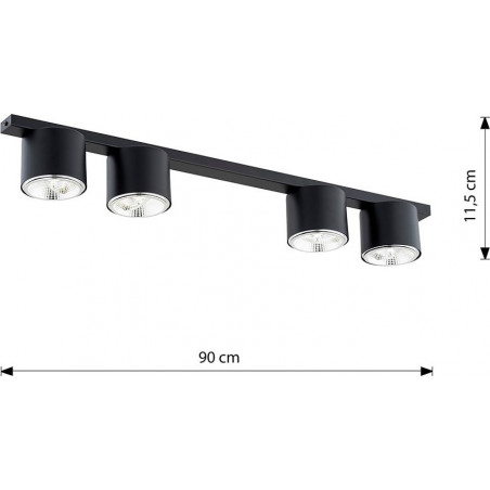 Lampa spot 4 punktowa Nano | Czarna | Emibig