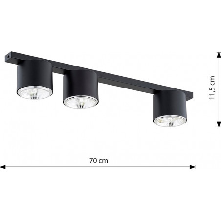 Lampa Spot 3 Punktowa Nano Czarna Emibig | Oświetlenie LED
