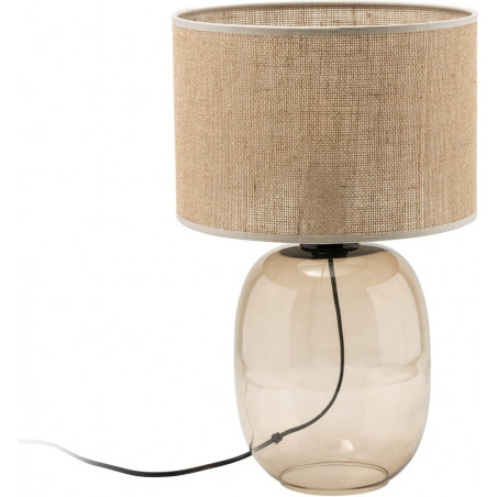 Lampa stołowa Melody | Szklana podstawa, abażur z juty | TK Lighting