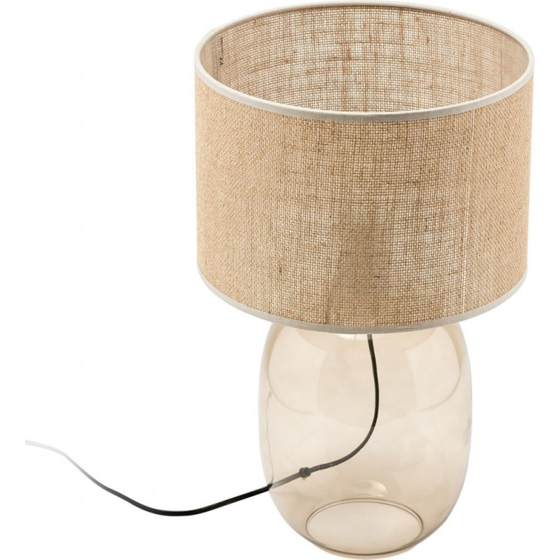 Lampa stołowa Melody | Szklana podstawa, abażur z juty | TK Lighting