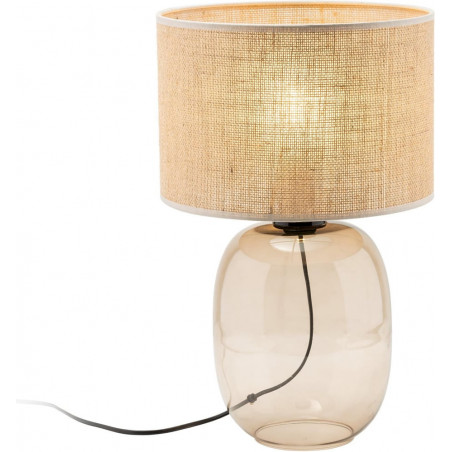 Lampa stołowa Melody | Szklana podstawa, abażur z juty | TK Lighting