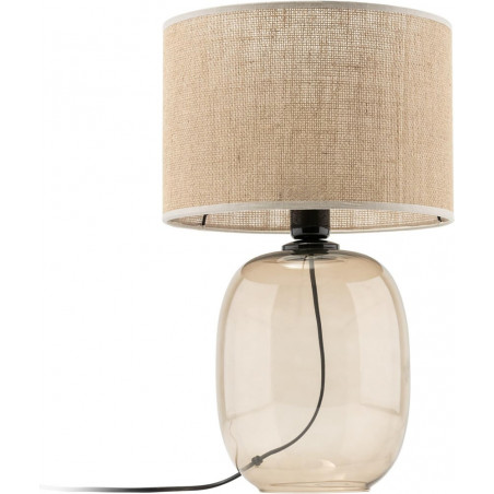 Lampa stołowa Melody | Szklana podstawa, abażur z juty | TK Lighting