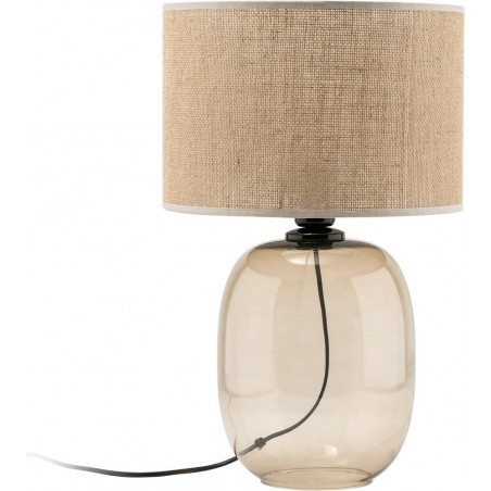 Lampa stołowa Melody | Szklana podstawa, abażur z juty | TK Lighting