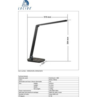 Lampa biurkowa LED Vario - Minimalistyczny design Lucide
