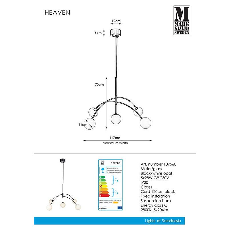 Lampa wisząca Heaven czarna Markslojd | Sklep z lampami