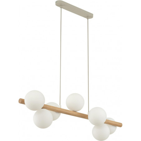 Lampa wisząca Estera Wood VII - Szklane kule z drewnem | TK Lighting