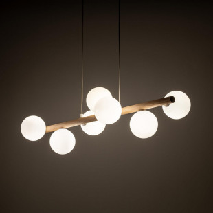 Lampa wisząca Estera Wood VII - Szklane kule z drewnem | TK Lighting