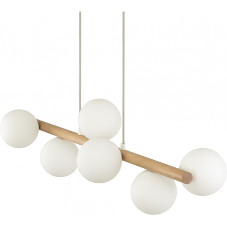 Lampa wisząca Estera Wood VII - Szklane kule z drewnem | TK Lighting