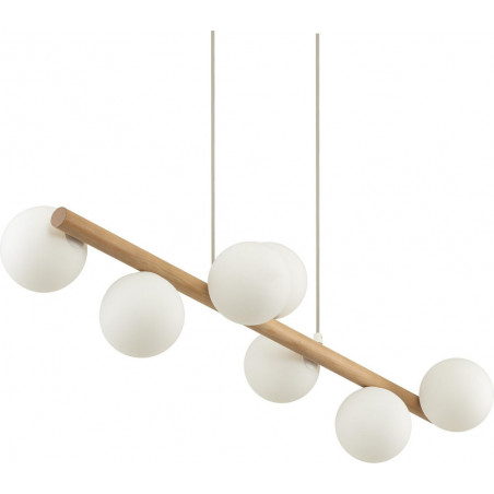 Lampa wisząca Estera Wood VII - Szklane kule z drewnem | TK Lighting