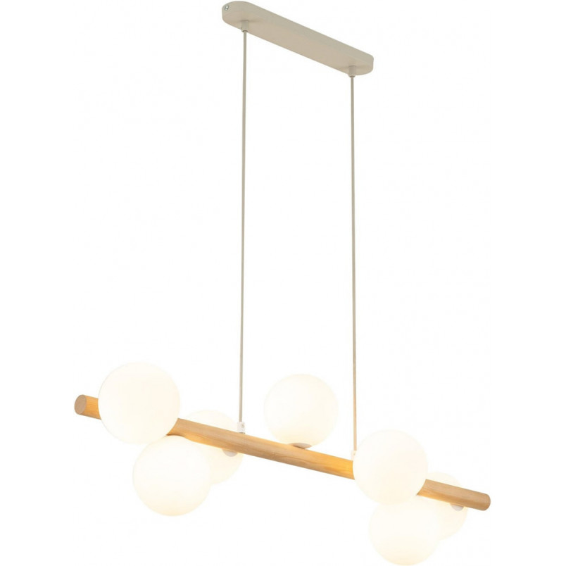 Lampa wisząca Estera Wood VII - Szklane kule z drewnem | TK Lighting