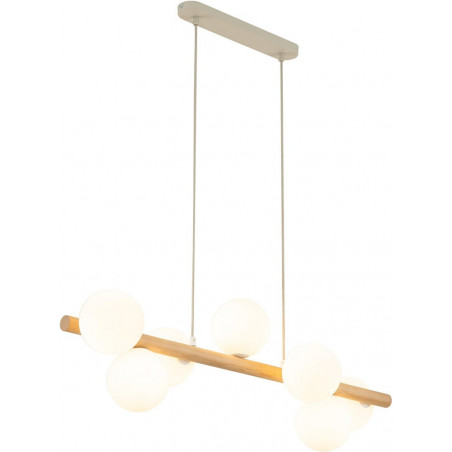 Lampa wisząca Estera Wood VII - Szklane kule z drewnem | TK Lighting