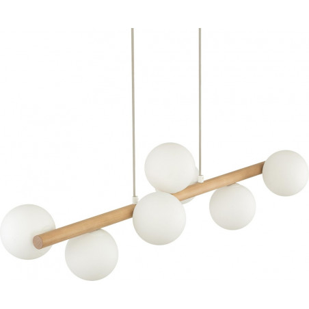 Lampa wisząca Estera Wood VII - Szklane kule z drewnem | TK Lighting