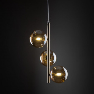 Lampa Estera III - 3 szklane kule, bursztyn/złoto | TK Lighting