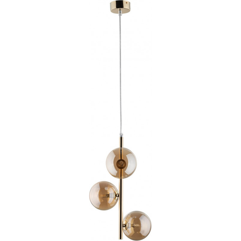 Lampa Estera III - 3 szklane kule, bursztyn/złoto | TK Lighting