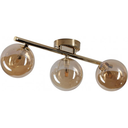 Lampa sufitowa Estera Glamour | 3 szklane kule, bursztyn/złoto - TK Lighting