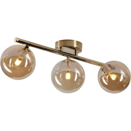 Lampa sufitowa Estera Glamour | 3 szklane kule, bursztyn/złoto - TK Lighting